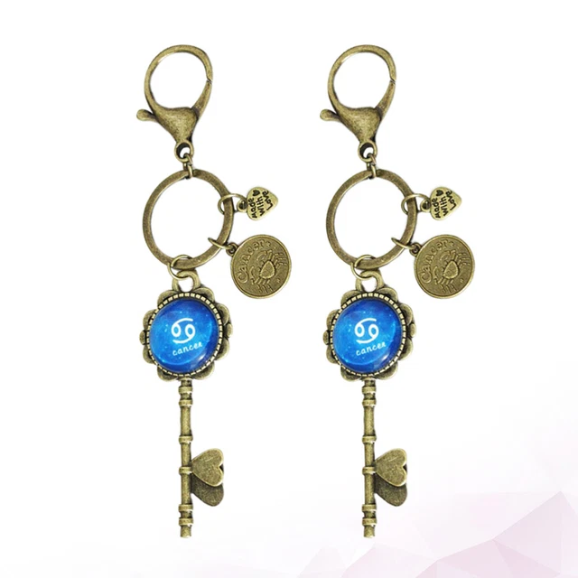 2 Pcs Hanging Keychains Pendant Birthstone Keychain Wallet Keychain Key Ring 12