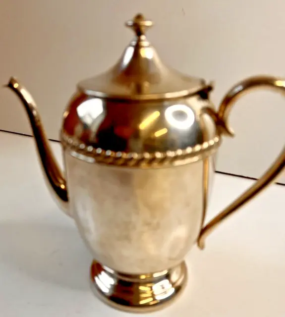Vintage 9” Silver On Copper Lidded Teapot/Coffeepot British Hallmarks