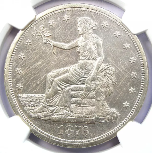 1876-S Trade Silver Dollar T$1 Coin - Certified NGC Uncirculated Detail (UNC MS)