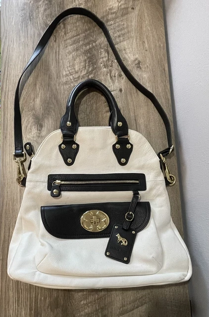 Emma Fox Two Color Leather Handbag Women's Large Satchel Handles Shoulder Strap