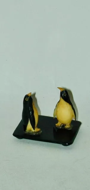 Figural Celluloid Penguin Grouping On Base Japanese Novelty 1930s