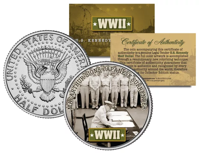 World War II MACARTHUR SIGNS JAPANESE SURRENDER JFK Half Dollar US Coin