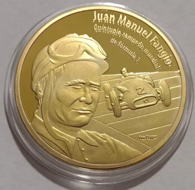 Argentina . Commemorative Medal. Juan Manuel Fangio. F1 world champion