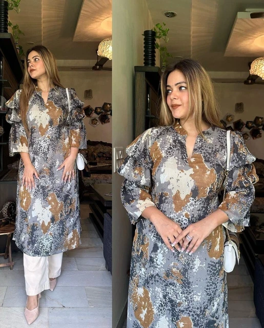 Women Kurti Palazzo Indian Handmade Wedding Party Wear Salwar Kameez Kurta Pant