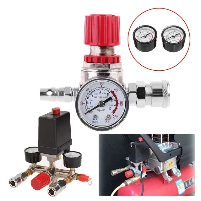 Air Pump Male/Female Connector Switch Control Pressure Regulator Valve Gauge