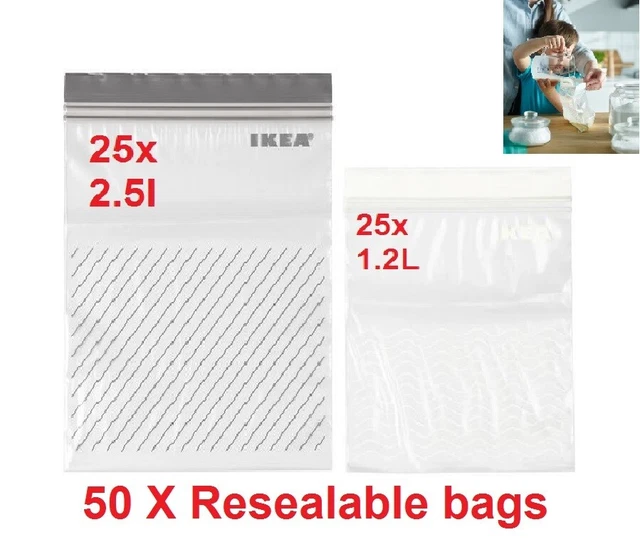 IKEA ISTAD PLASTIC Resealable Food Sandwich Freezer Storage Bags 50