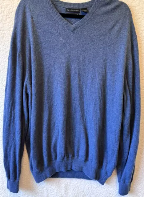 WH BELK MEN'S 100% Cashmere 2 ply Sweater Sz XXL V Neck Blue Pullover ...