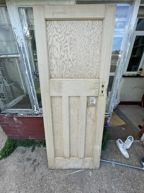 reclaimed 1930s internal door,  4 panel (1 over 3). striped. 76 x 196 x 3.