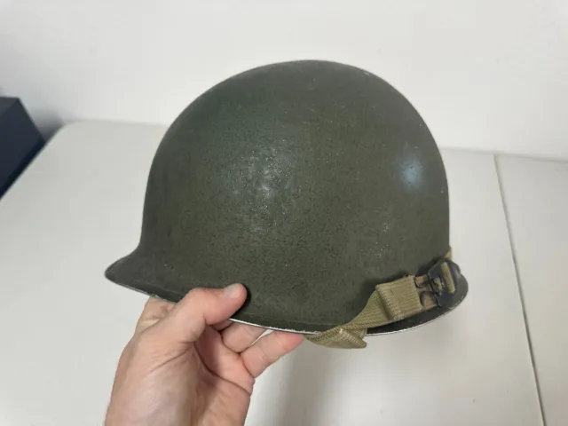 Original US WWII FSFB M1 Helmet with Liner Fixed Bale WW2