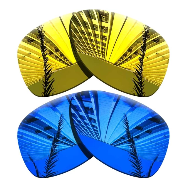 2 Pairs Polarized Lenses Replacement For-Oakley Dispatch 2-Golden+Purple Blue