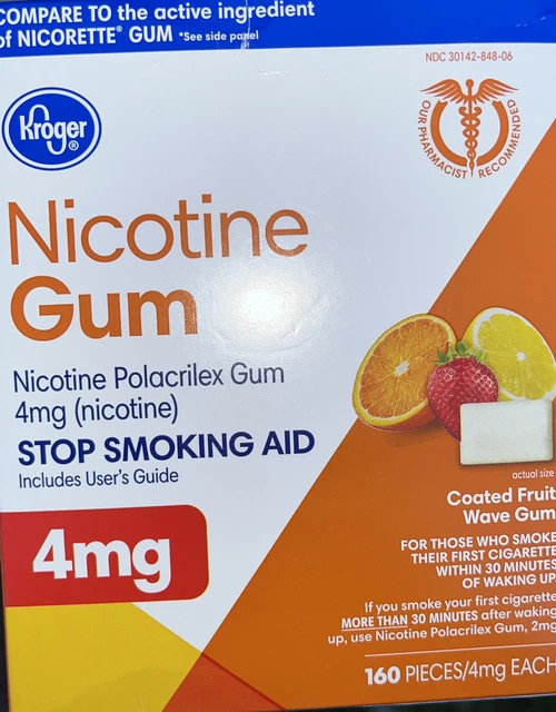 Goma Kroger Nicotina 4 mg recubierta con sabor a fruta 100 quilates BB 07/24