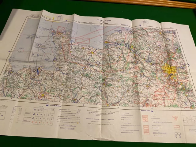 Carte IGN Vol à Basse Altitude - Rennes Paris -  5 mars 1970
