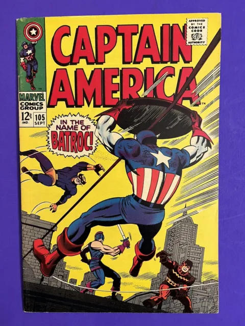 CAPTAIN AMERICA #105 - Jack Kirby - Marvel Comics - 1968 FN/VF 💥⚡️