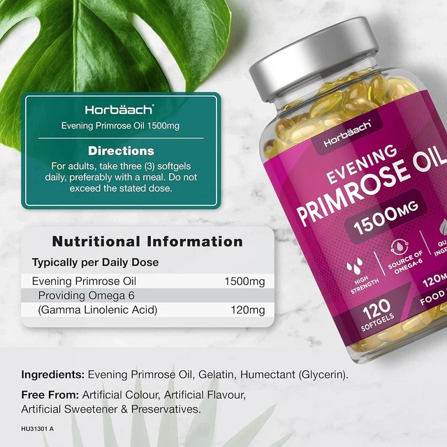 EVENING PRIMROSE OIL 1500Mg with Omega 6 and GLA 120 Softgel Capsules £