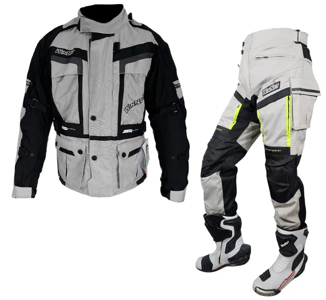 WinNet Pantalone Tecnico Moto In Cordura Con Protezioni Omologate - 4 Stagioni, Imbottitura Rimovibile, Antivento E Antistrappo