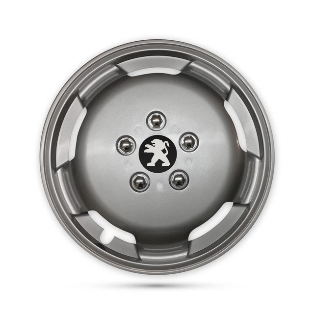 For Peugeot Boxer Motorhome Camper Van 4x 15” Deep Dish Silver Wheel Trims Logo