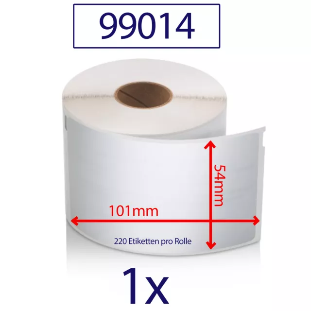 1x Etiketten 99014 kompatibel zu DYMO 54x101mm 220 Label / Rolle Adressetiketten