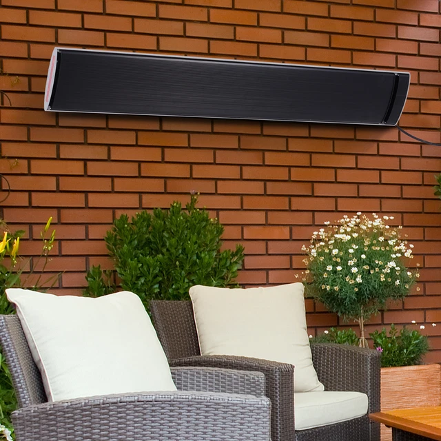 Outdoor-Heizung 2400 W Heizstrahler Heizgerät Wandmontage Garten Terrasse Alu 3