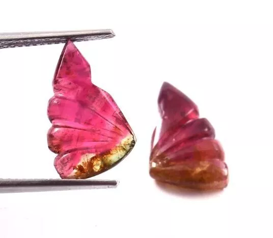 Desseré Pierres Précieuses Naturel Certifié Pastèque Tourmaline Main Sculpté 2