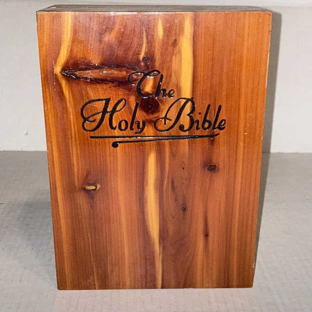 VINTAGE MEMORIAL PROTESTANT Edition Holy Bible in Cedar Wood Storage