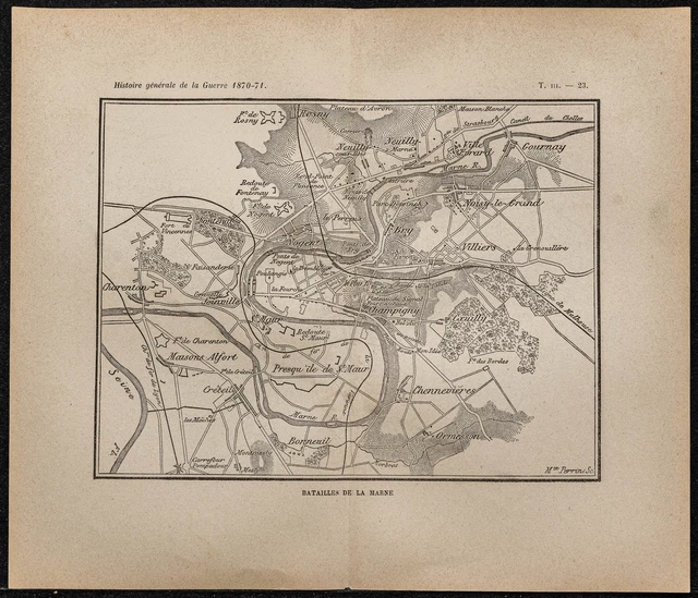 1898ca - Bataille de Champigny (Marne) - Carte ancienne guerre 1870 - Villiers