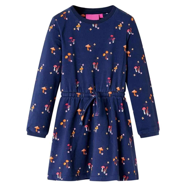 Abito da Bambina con Stampa Funghi Blu Marino 140 vidaXL
