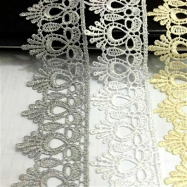1 Yard Crochet Embroidered Lace Trim Ribbon Applique DIY Wedding Dress Sewing