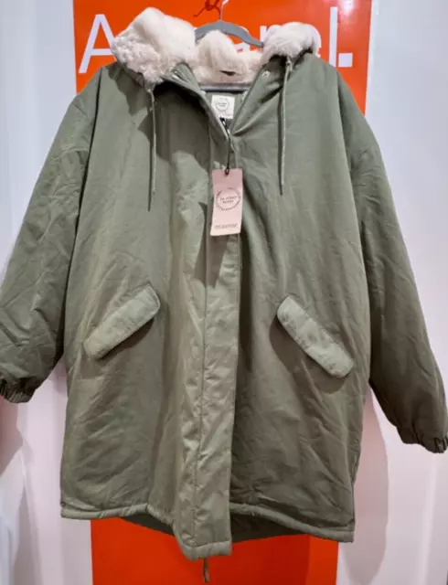 RIVER ISLAND IN Other Words Khaki Faux Fur Lining Parka Coat UK14 RRP 110 b111 64.95 PicClick UK
