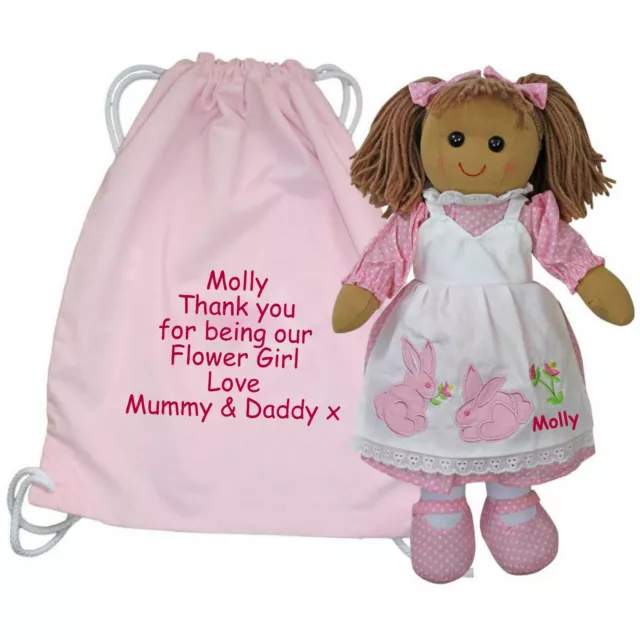 Personalised Rag Doll Bridesmaid, Flower Girl, Wedding Keepsake Favour Gift Idea