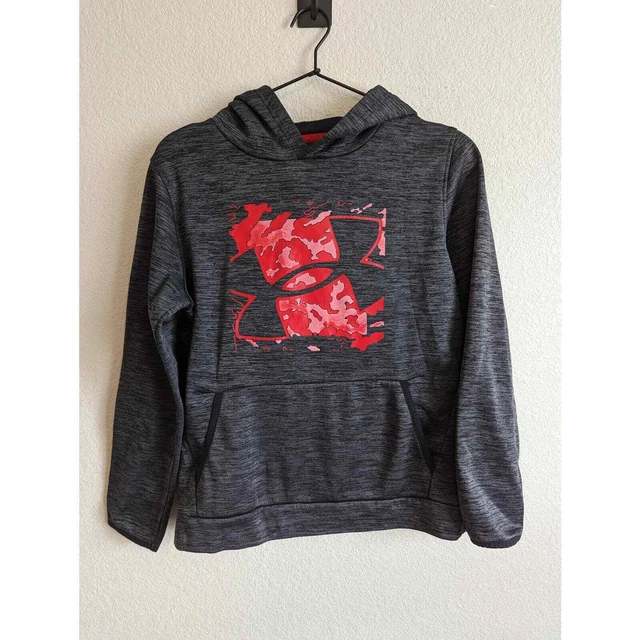 Under Armour Girls Sz L Loose Fit Pullover Athletic Hoodie Pink and Gray