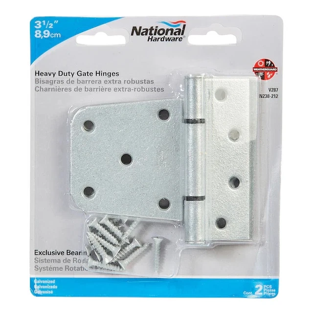 (OPEN BOX) National Hardware  Extra Heavy Gate Hinges, Galvanized 3-1/2"