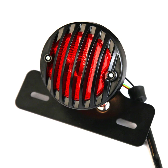 Motorcycle Metal License Plate Round Tail Brake Light For Harley Bobber Chopper