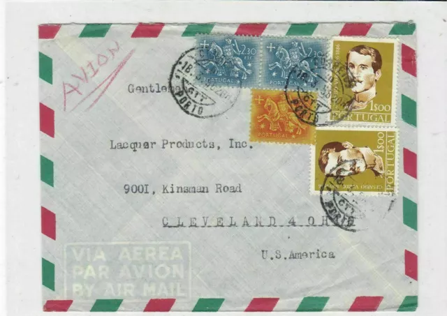 portugal 1958 air mail stamps cover ref 19367
