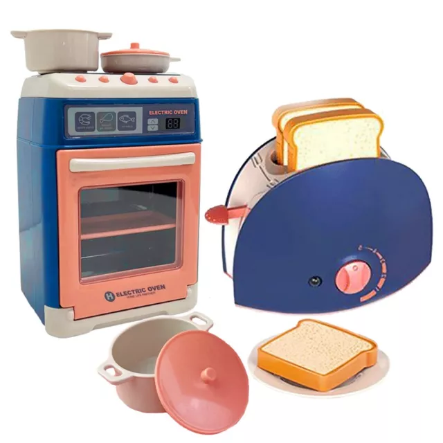 Kids Pretend Play Kitchen Oven and Kitchen Toaster with Light & Sound Toy Set