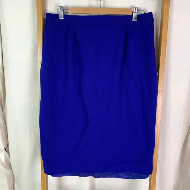 Vintage Liz Davenport Womens Wool Blue Knee Length Skirt Size 14