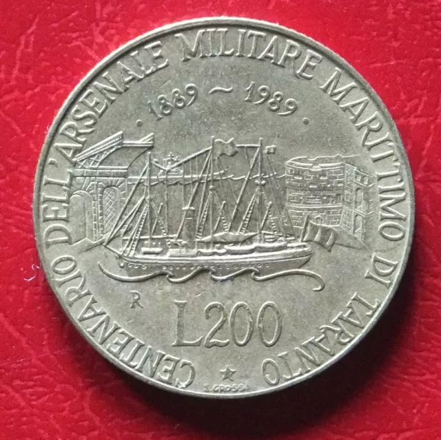 Italia 200 lire, 1989 100° anniversario - Arsenale Militare Marittimo di Taranto