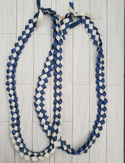 Blue White Graduation Celebration Accessory Class 2023 Braided Lei Set of 2