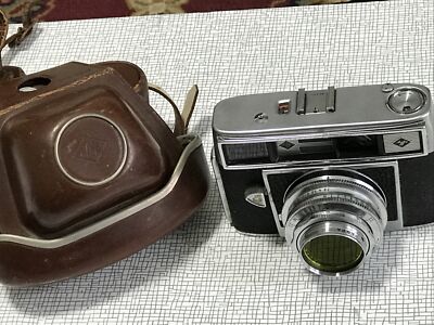 Macchina Fotografica & Custodia AGFA-COMPUR RAPID CON IL COLORE RARO-solinar F 2.8/50 lente 