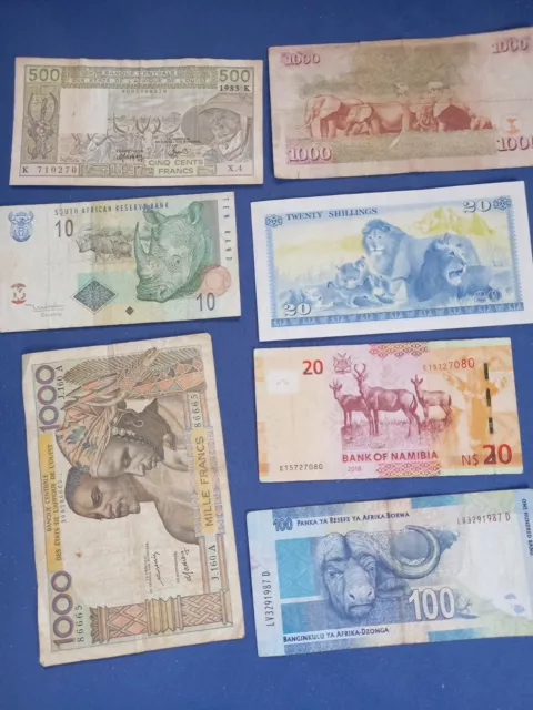 7 x Banknoten  Afrika  ,teils UNC
