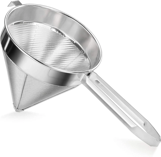 34127 18/8 Stainless Steel China Cap Strainer, 10-Inch, Fine Mesh