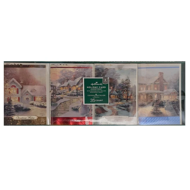 HALLMARK BOXED CHRISTMAS Cards Assortment Thomas Kinkade 4 Designs, 35