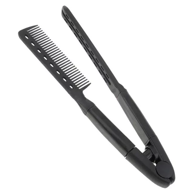 Folding Styling V Comb Hair Straightener Hairdressing Salon Straightening Brush 2