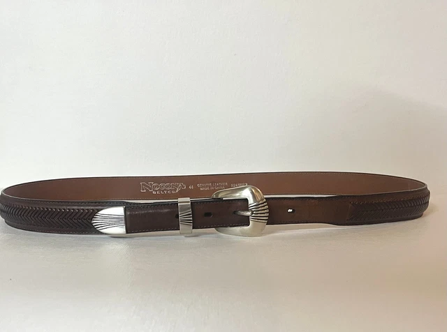 Nocona Belt Size 44 Men’s Brown Leather Basket Weave Western Cowboy Buckle