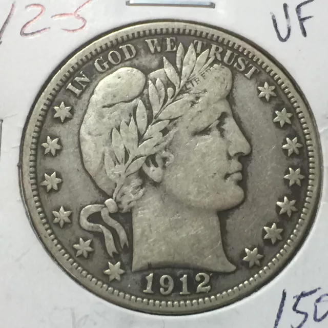 1912-S   VF   Barber Half Dollar   Full Strong Liberty    Combined Shipping