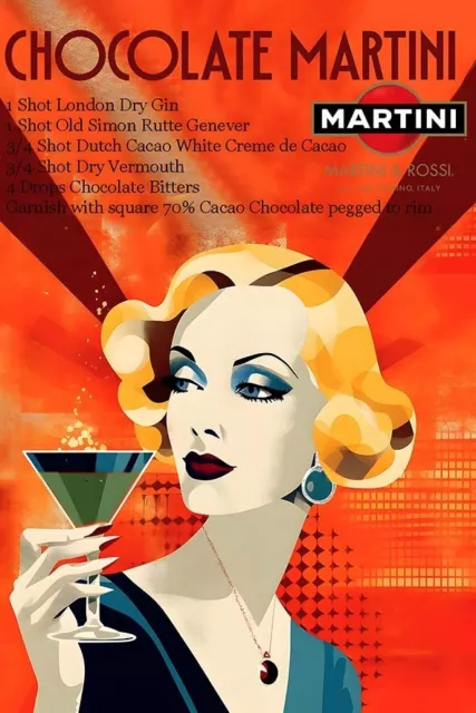 Poster Manifesto Locandina Pubblicità Stampa Vintage Aperitivo Martini 50x70 Cm.