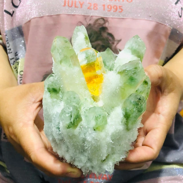1140G New Find Green Phantom Quartz Crystal Cluster Mineral Specimen Healing 2