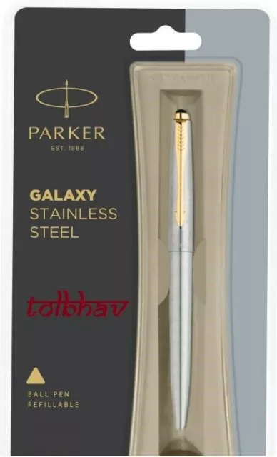 Stylo Bille Parker Galaxy Acier Inoxydable GT Gold Trim Pointe Fine Encre...