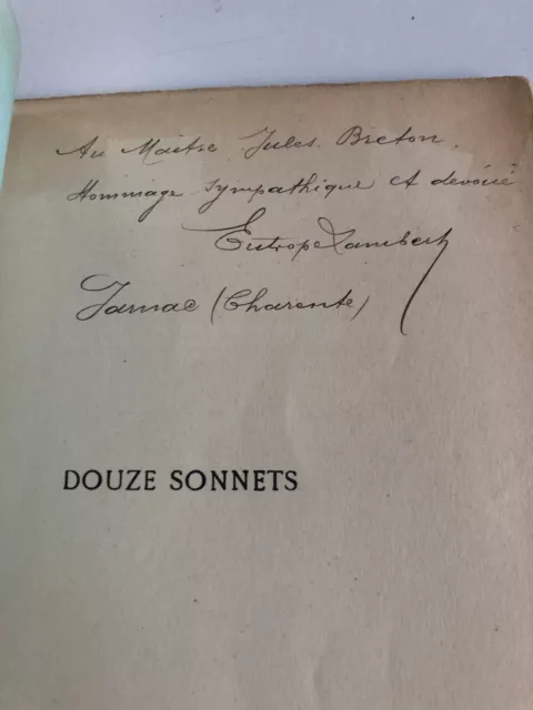 Eutrope Lambert Douze Sonnets Envoi De L Auteur 1885