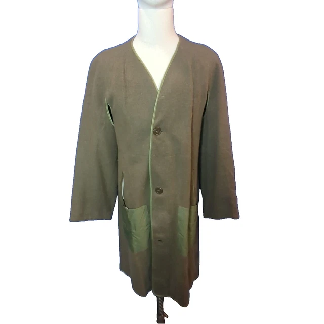 US ARMY WW2 KOREA TRENCH COAT LINER WOOL Long Medium 1953 VTG Uniform