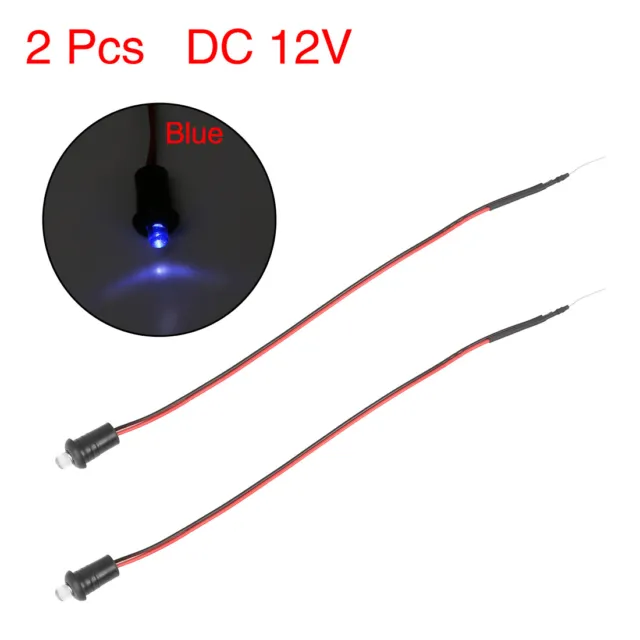 2 Pcs DC 12V Blue LED Light Car Interior Alarm Dash Mount Light 8.86" Length